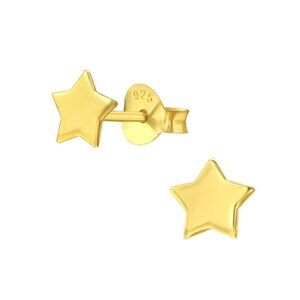 14K Gold Vermeil Simple Stud Star Earrings 4mm